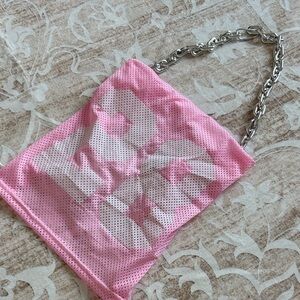 Pink Mesh Chain Strap Top